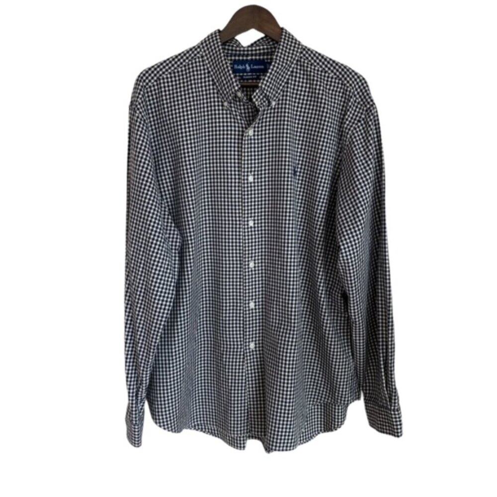 Ralph Lauren Black Gingham Button Down Shirt - XXL
